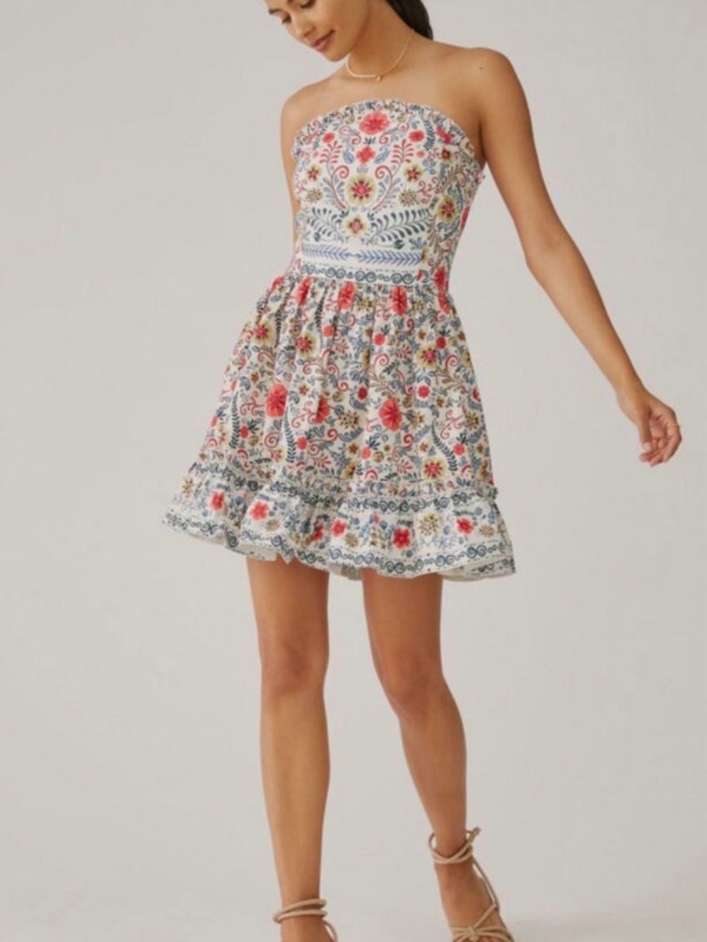 NWT Anthropologie Forever that Girl Rubble Tube Mini Dress Size XL Ivory Multi